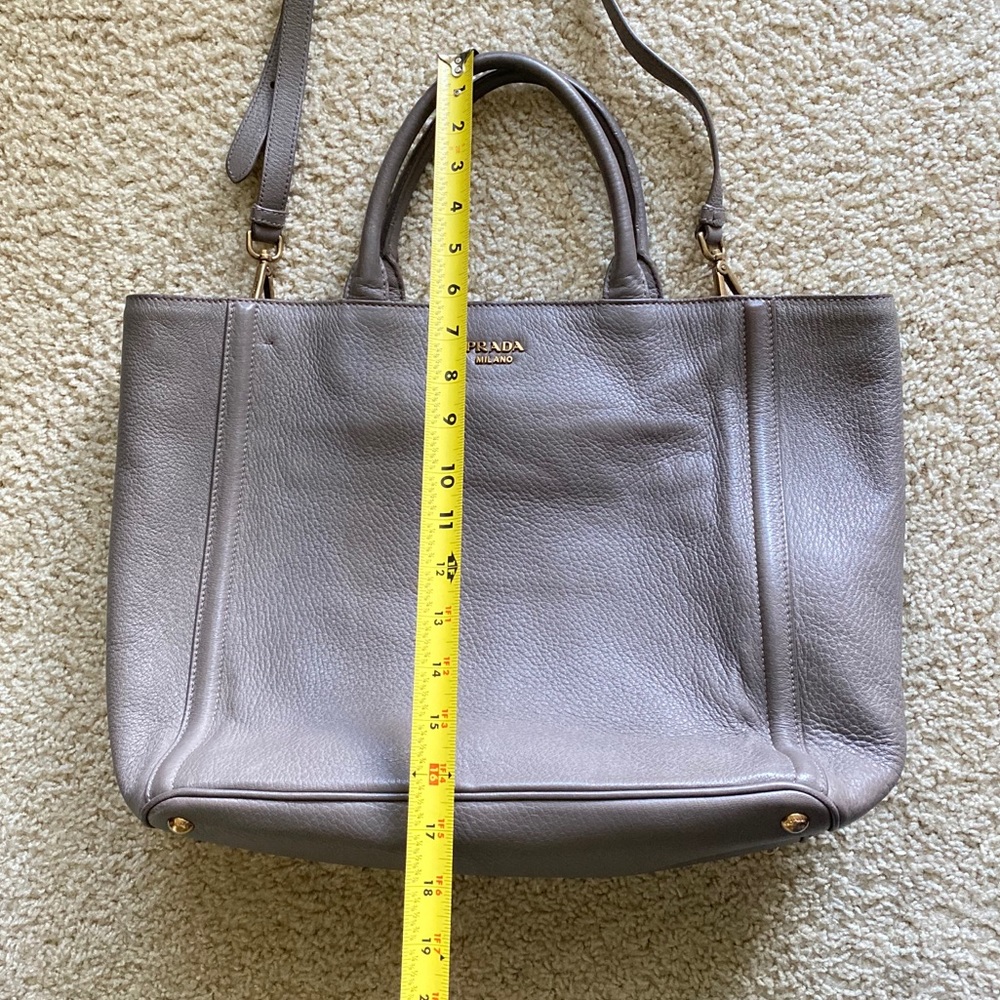 Prada Gray Large Tote Shopper Crossbody Bag Purse - Picture 11 of 16